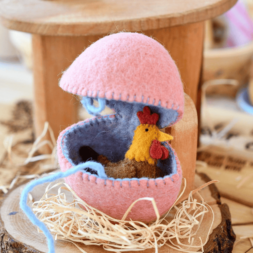 Tara Treasures Felt Surprise Egg with Hen Inside