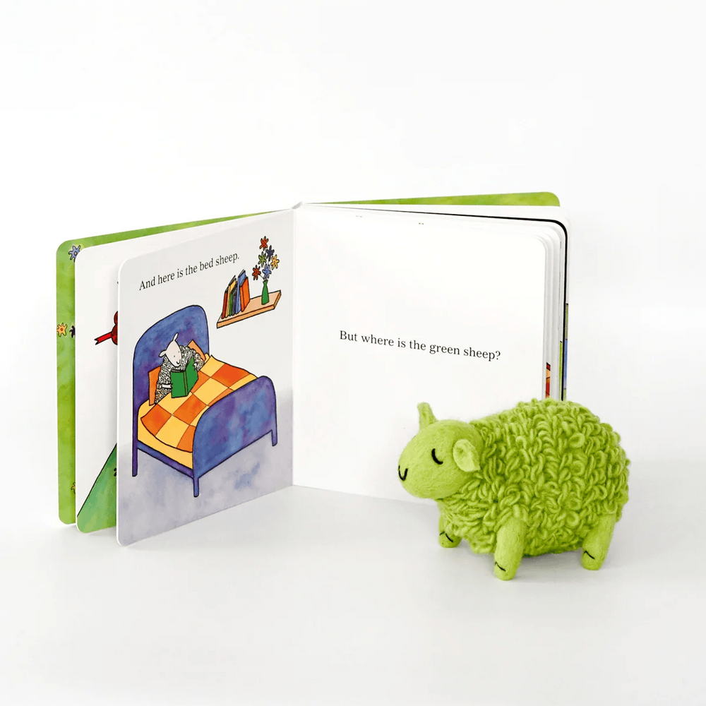Tara Treasures Where Is The Green Sheep? Large Green Sheep Toy and Book Set