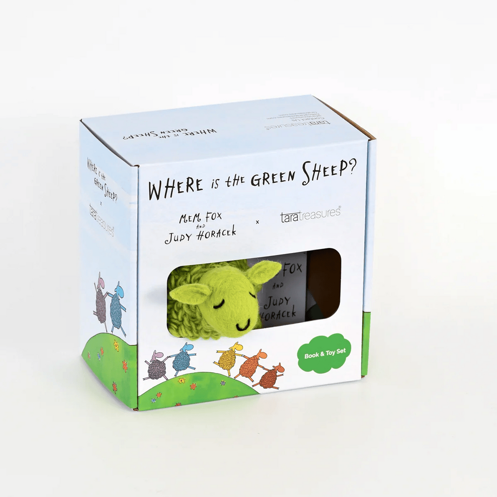 Tara Treasures Where Is The Green Sheep? Large Green Sheep Toy and Book Set