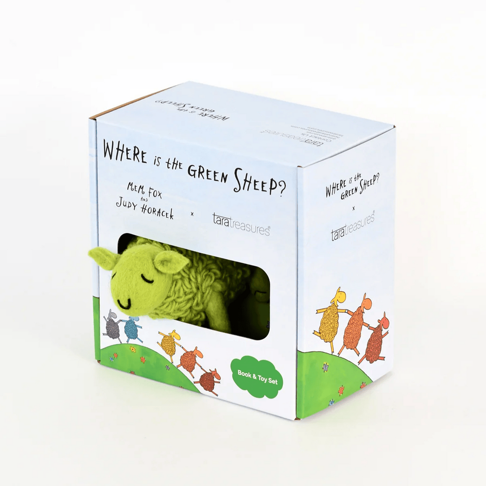 Tara Treasures Where Is The Green Sheep? Large Green Sheep Toy and Book Set
