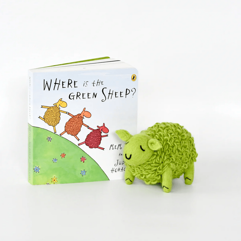 Tara Treasures Where Is The Green Sheep? Large Green Sheep Toy and Book Set