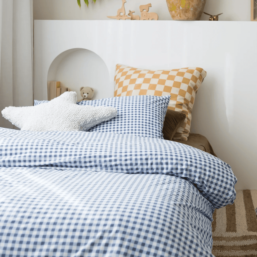 The Midnight Gang Dusty Blue Gingham Bed Wetting Mat