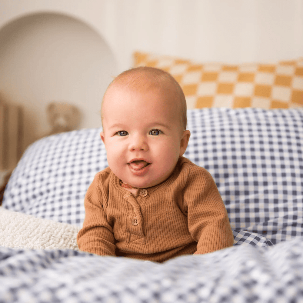 The Midnight Gang Dusty Blue Gingham Bed Wetting Mat