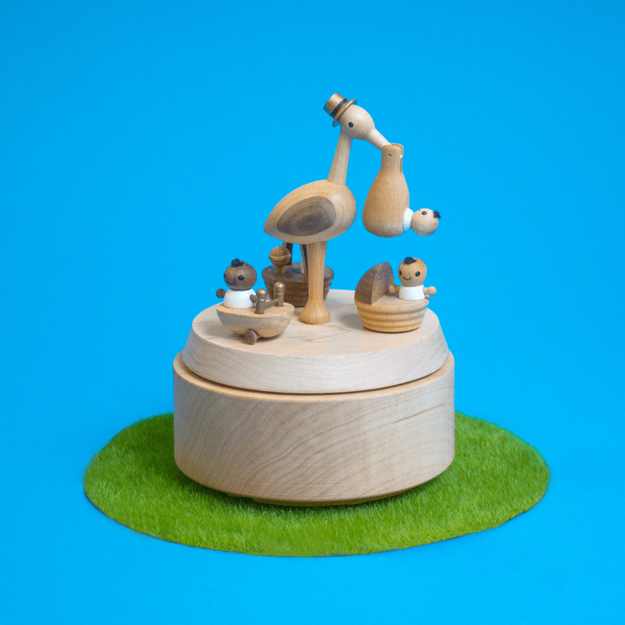 Wooderful Life Baby Stork Delivery Music Box