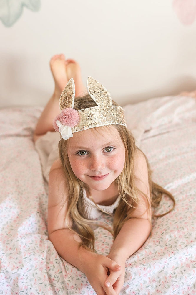 Alimrose Sequin Bunny Crown Gold