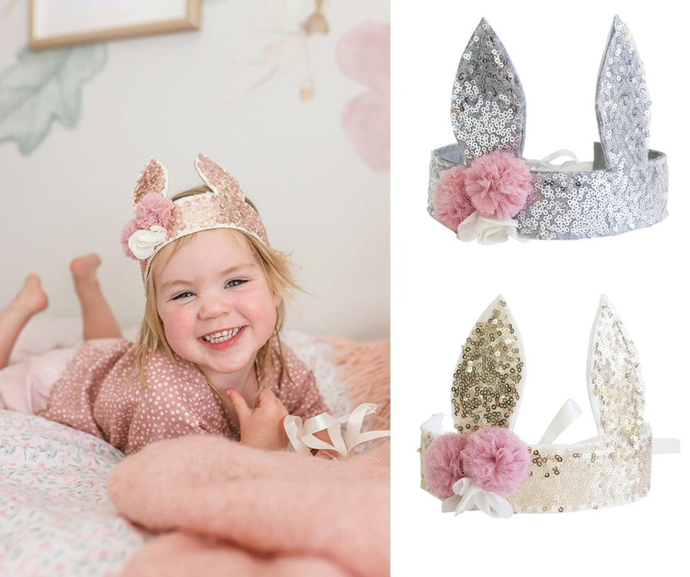 Alimrose Sequin Bunny Crown Rose Gold