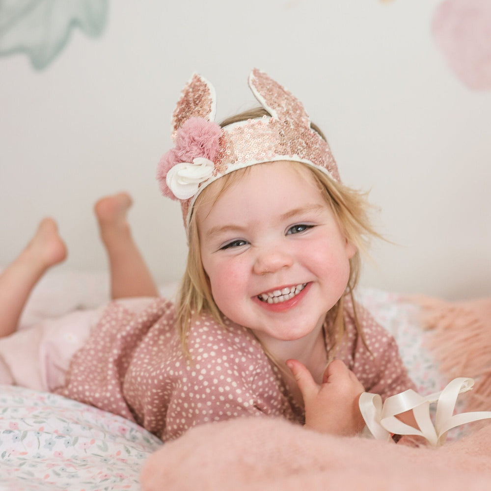 Alimrose Sequin Bunny Crown Rose Gold