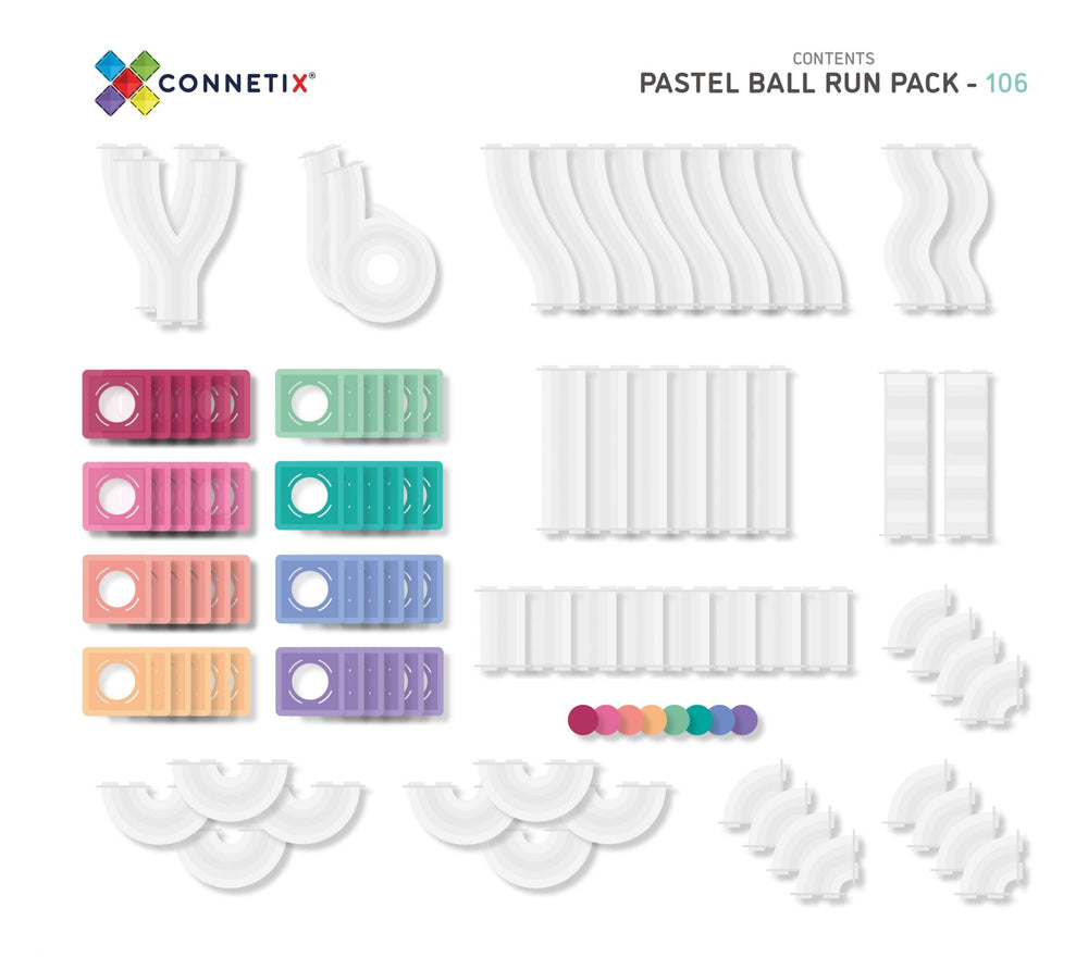 Connetix Pastel Ball Run Pack 106 Piece
