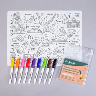 HeyDoodle Reusable Silicone Drawing Mat Aussie Icons