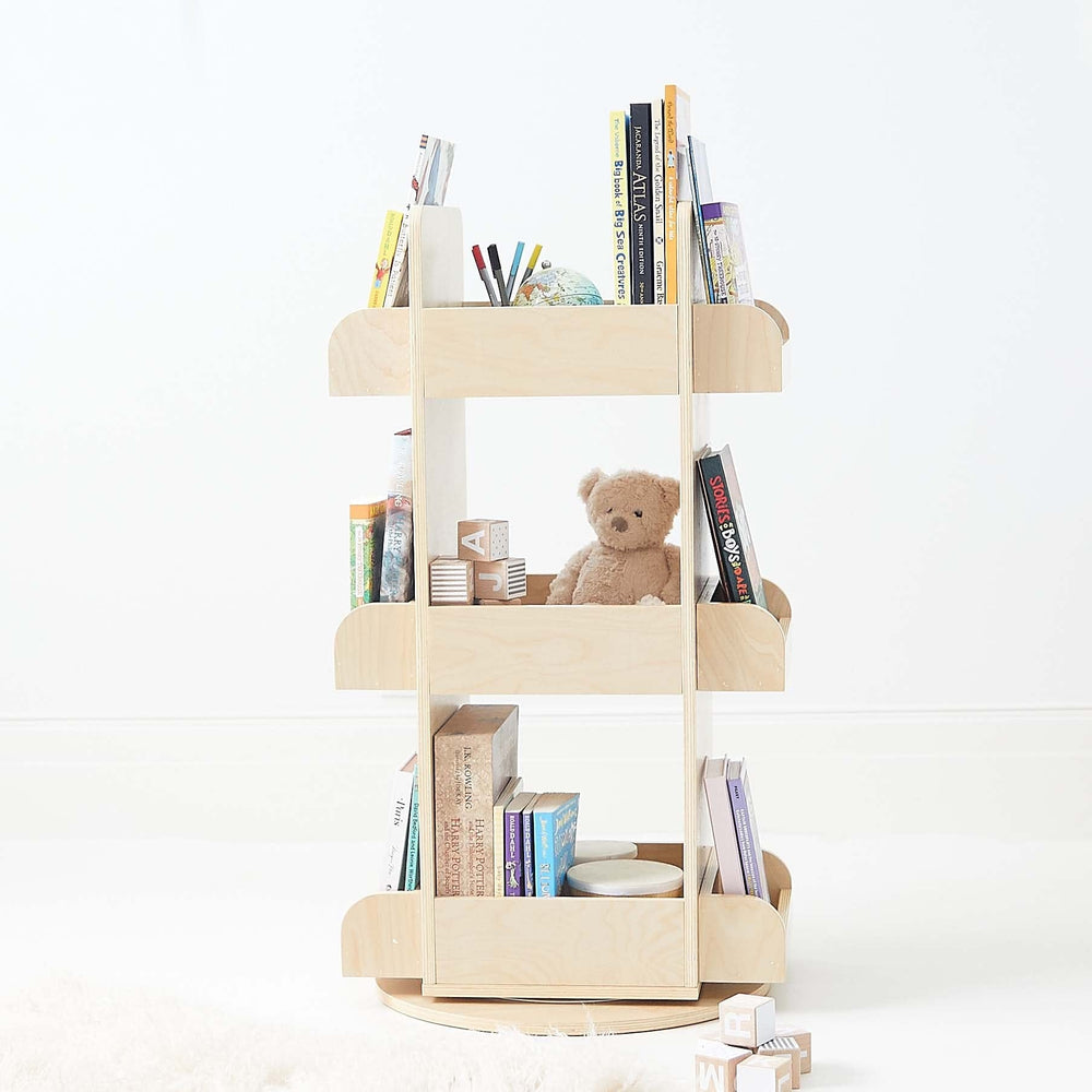 2 in 1 Rotating Bookshelf / Toy Organiser Natural