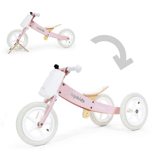 2 in 1 Wooden Trike / Balance Bike Blush Pink