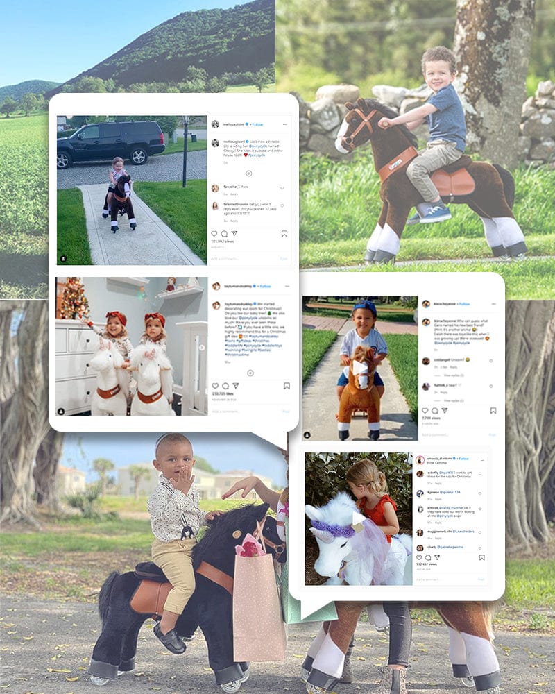 Brown Ride On Walking Toy Horse Pony