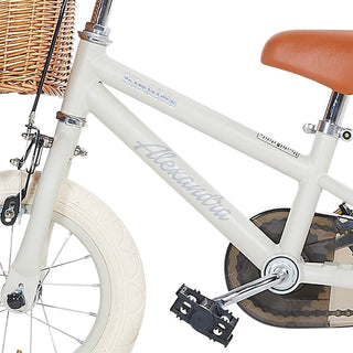 HipKids Classic Steel Bike with Wicker Basket Vintage White