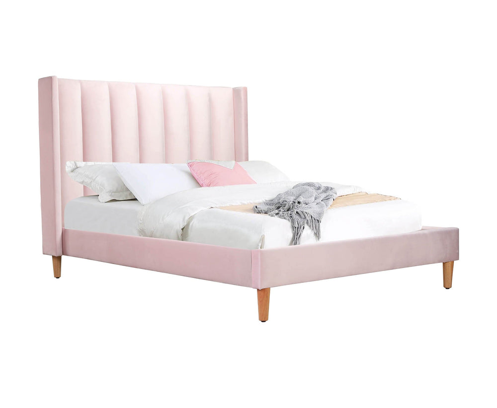 LIBERTY Upholstered Bed Pale Pink Velvet Double type:Double