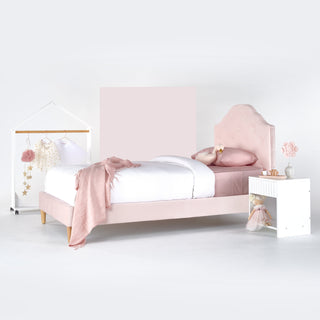 MIA King Single Upholstered Bed Pale Pink - Velvet