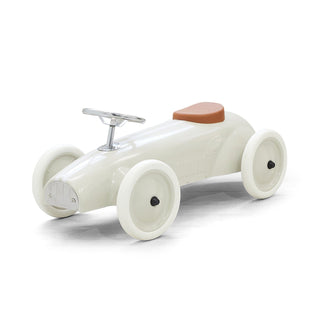 Ride On Steel Racer Push Car Vintage White