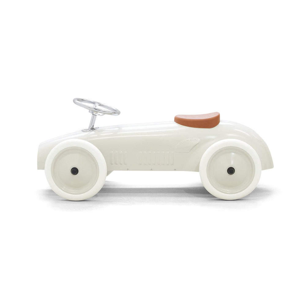 Ride On Steel Racer Push Car Vintage White
