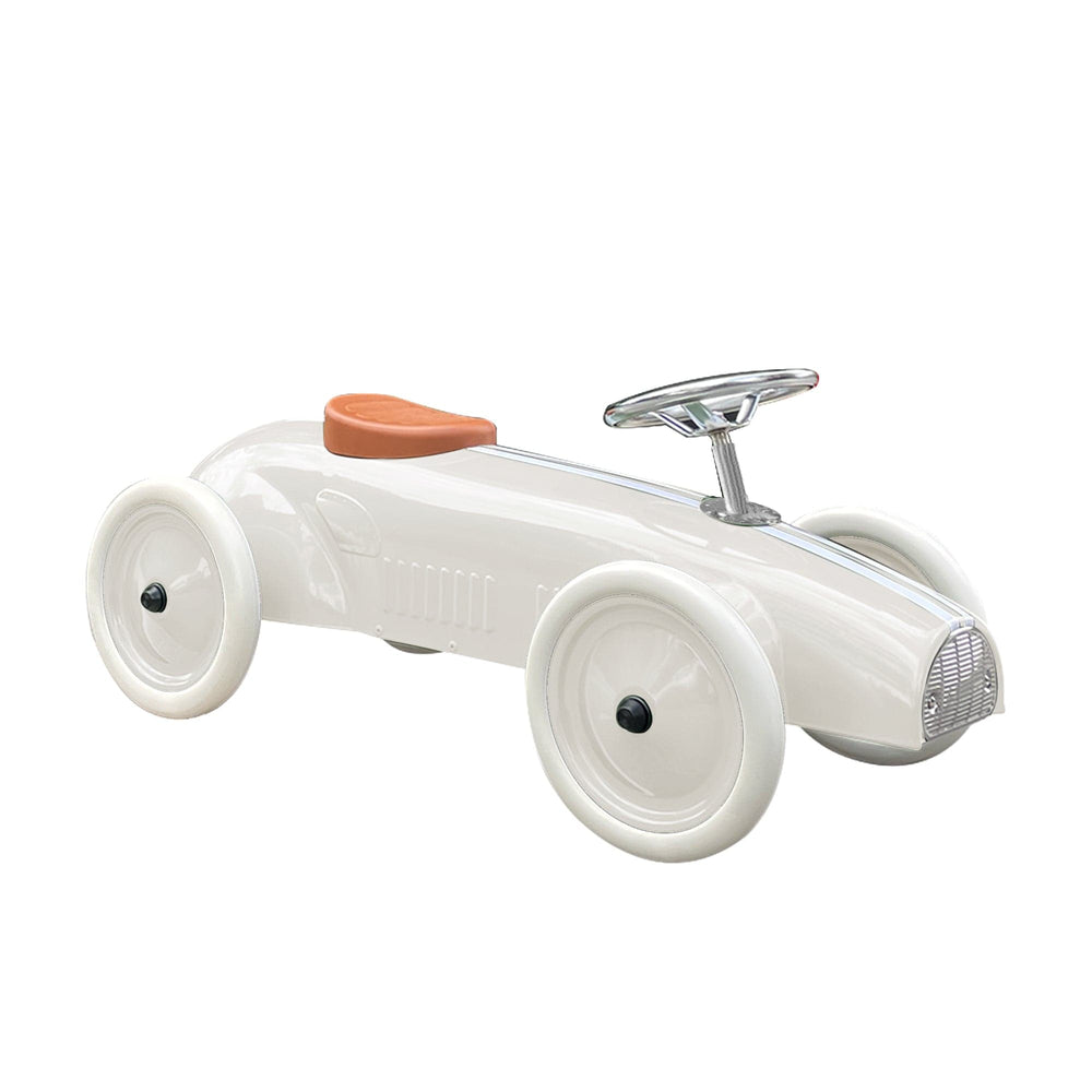 Ride On Steel Racer Push Car Vintage White