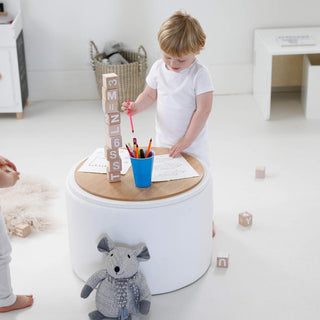 Store & Play Toy Box / Bedside Table White PU