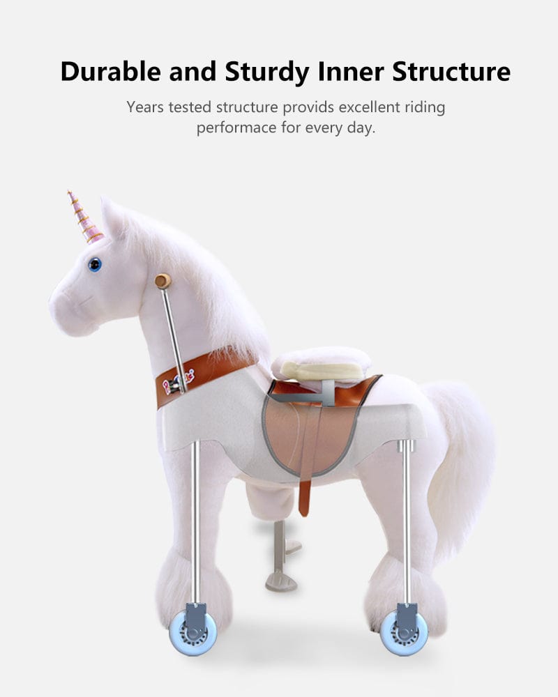 White Ride on Walking Toy Horse Unicorn - Small