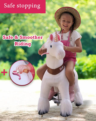White Ride on Walking Toy Horse Unicorn - Small