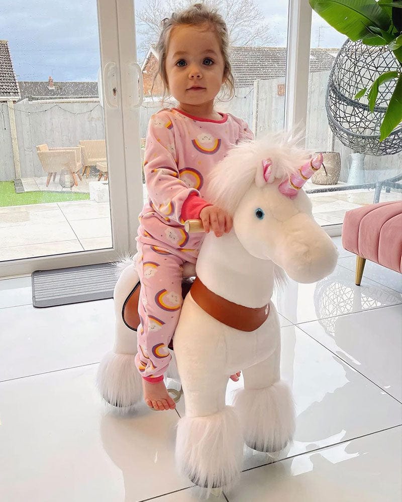 White Ride on Walking Toy Horse Unicorn Small