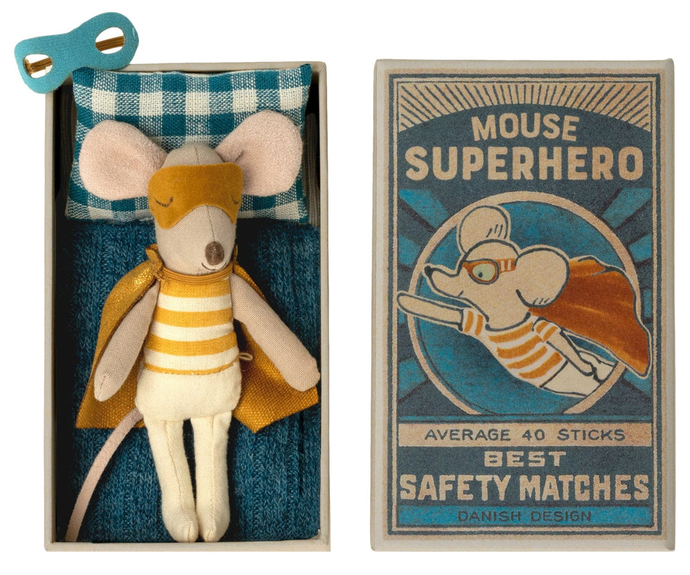 Maileg - Super Hero Mouse in Matchbox