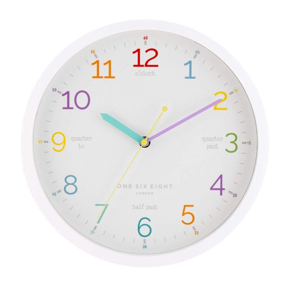 London Clock Company Silent Kids Wall Clock 30cm - One Six Eight London White