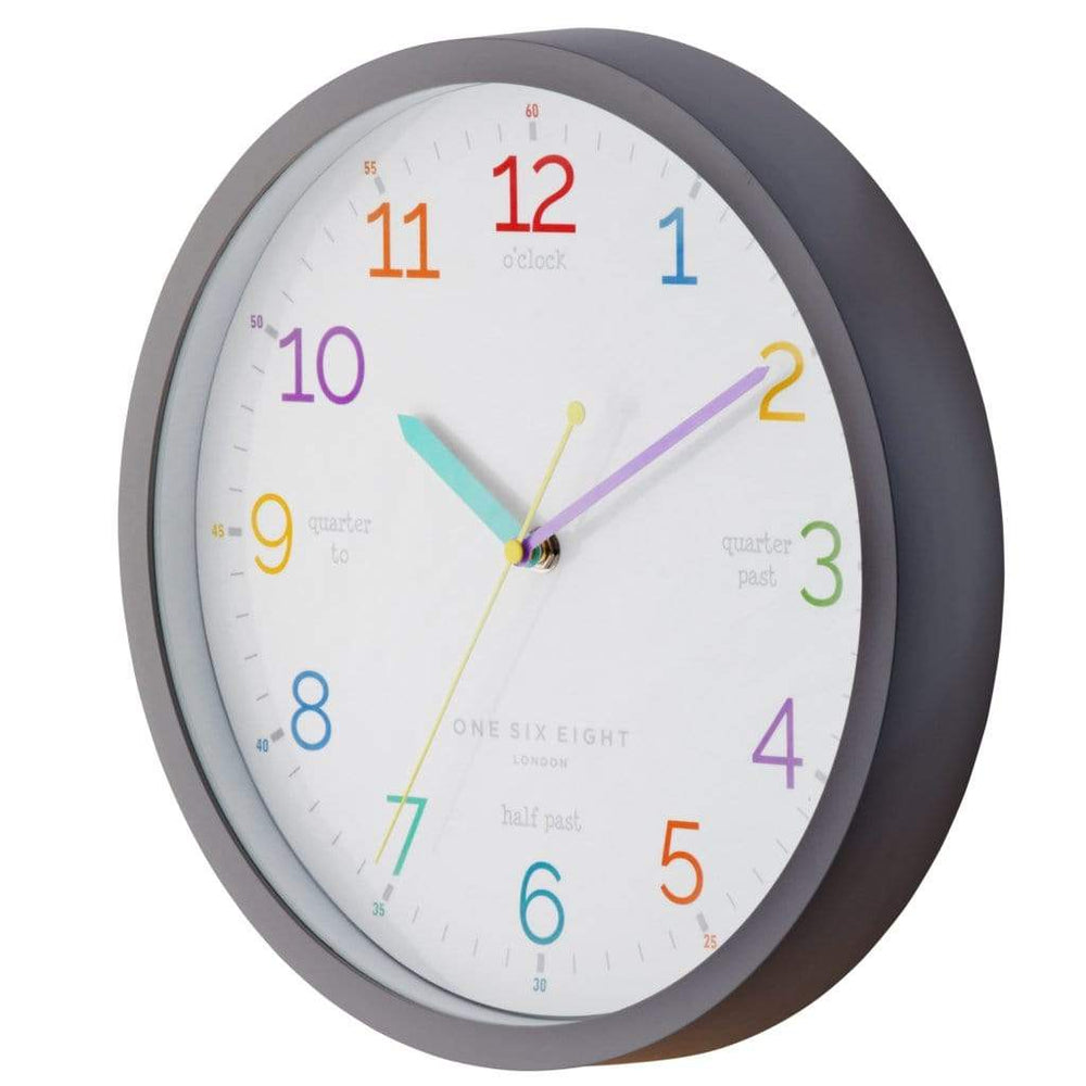 London Clock Company Silent Kids Wall Clock 30cm - One Six Eight London Grey